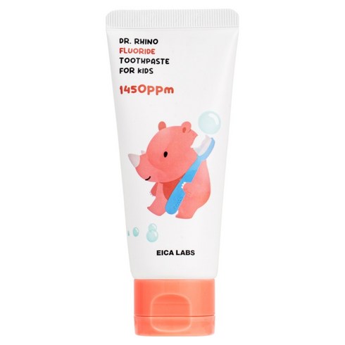 에이카랩스 고불소 빨간 코뿔소 어린이 치약 사과향 1450ppm, 60g, 1개
