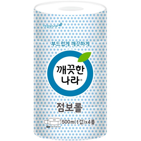 깨끗한나라 1겹 점보롤 화장지, 500m, 1개, 4롤