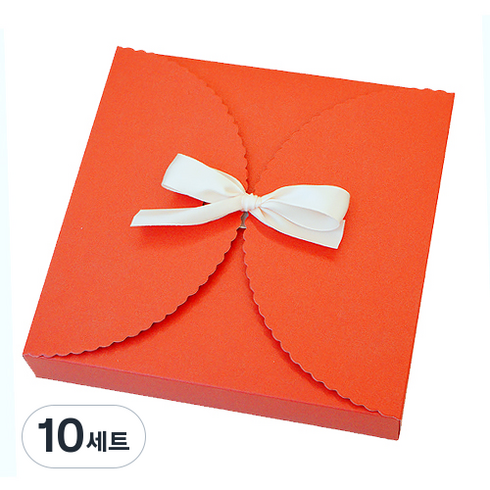 글리터 정사각 슬림상자 18 x 18 x 3 cm 10p + 리본 10p, 레드(상자), 10세트