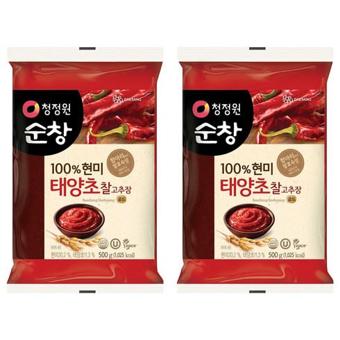 청정원순창 찰 고추장 비닐, 500g, 2개