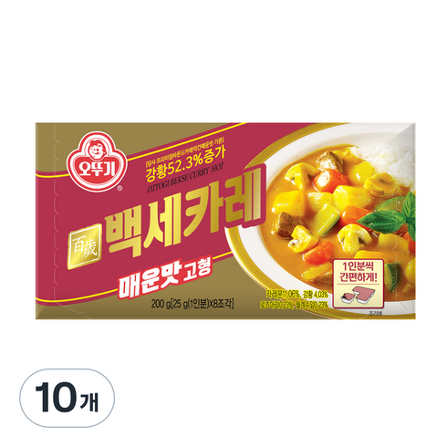 오뚜기 백세카레 고형 매운맛, 200g, 10개