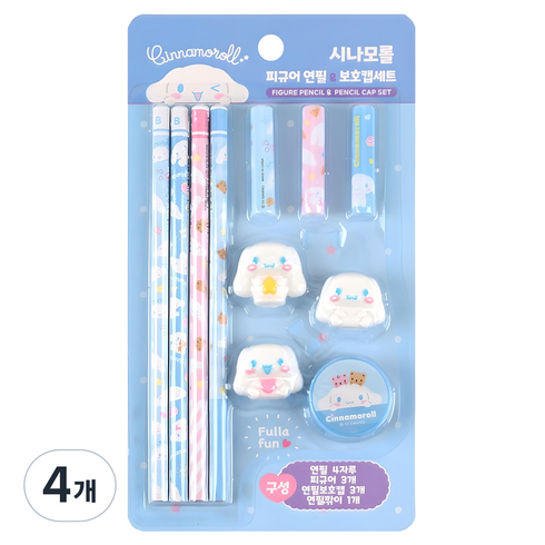 산리오캐릭터즈 피규어 연필 보호캡 세트, 시나모롤(블루), 4개
