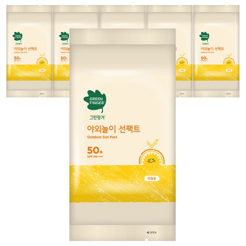 그린핑거 유아용 야외놀이 선팩트 리필 SPF50+ PA++++, 16g, 6개