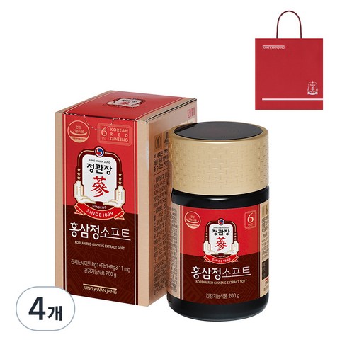 홍삼정 정품 소프트 + 쇼핑백, 200g, 4개