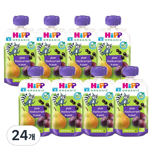 힙 유기농 과일 이유식 플럼 블랙커런트 인 페어, 혼합맛(배/자두/블랙커런트), 100g, 24개