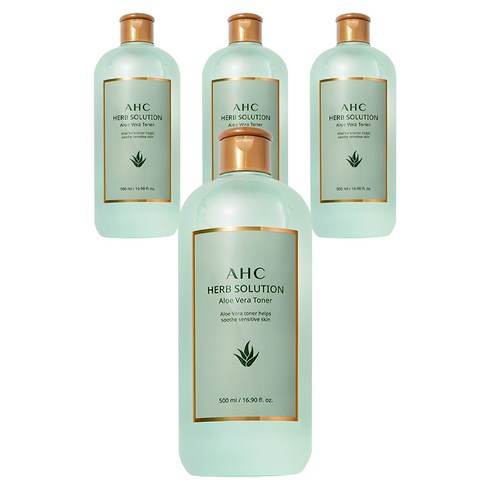 AHC 허브 솔루션 알로에 베라 토너, 500ml, 4개
