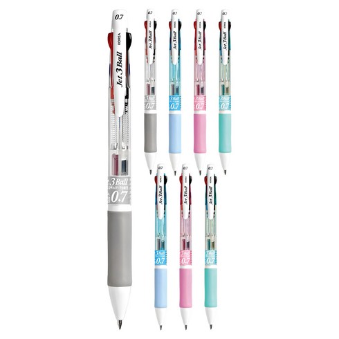 제트3볼 다색펜 0.7mm, 하양 + 하늘 + 분홍 + 민트, 2세트