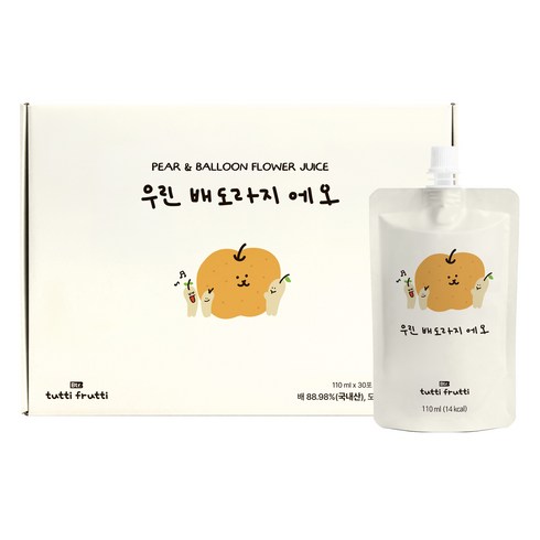 뚜띠프루티 우린 배도라지에오 배도라지즙, 110ml, 30개