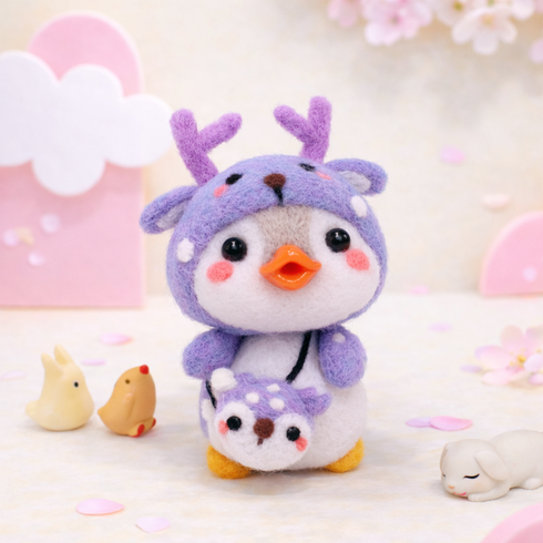 아트조이 DIY 양모펠트 키트, 1세트, 보라사슴펭귄