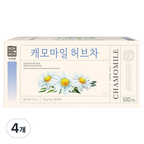 녹차원 캐모마일 허브차, 1g, 100개입, 4개