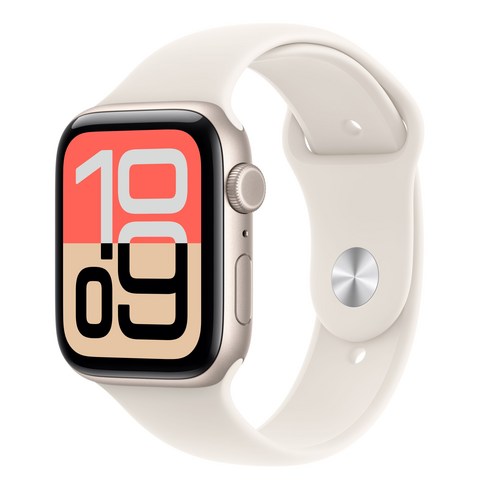 Apple 2025 애플워치 SE3 알루미늄 케이스, 스타라이트, 44mm, GPS+Cellular, 스타라이트, S/M