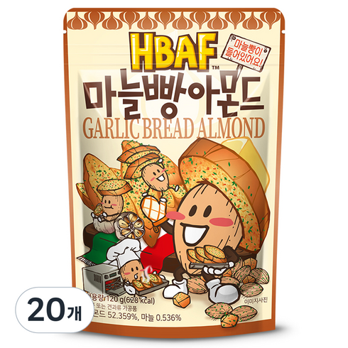 바프 마늘빵 아몬드, 120g, 20개