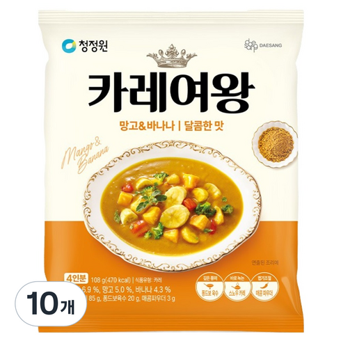 카레여왕 망고 앤 바나나 달콤한맛, 108g, 10개