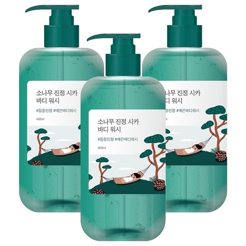 라운드랩 소나무 진정 시카 바디 워시, 400ml, 3개