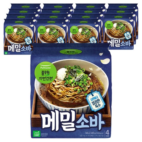풀무원 자연건면 메밀소바, 464g, 16개