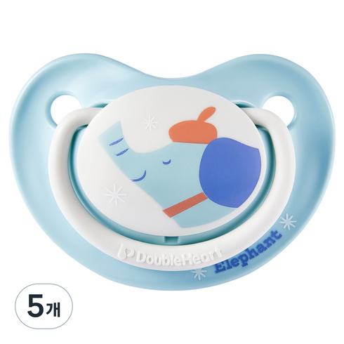 더블하트 디어프렌즈 꿈꾸는코끼리 노리개젖꼭지, M(3~6개월), 블루, 5개