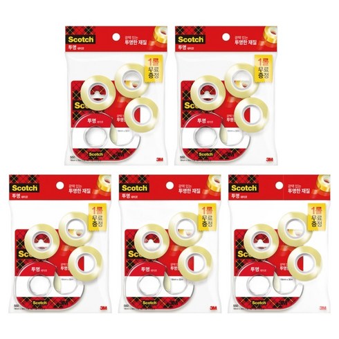 스카치 테이프 디스펜서 581D 18mm x 15mm 1개 + 550리필 18mm x 30mm 3개, 투명, 5세트