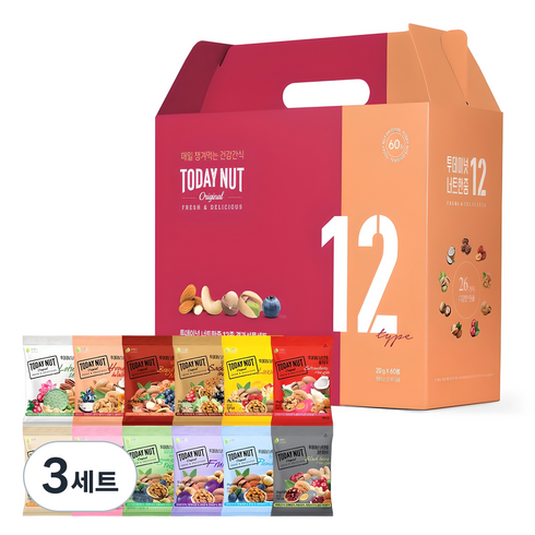 투데이넛 너트한줌 12종 견과세트 1.2kg, 3세트