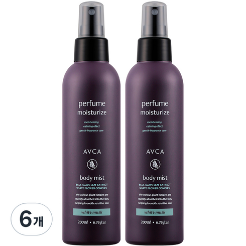 아브카 퍼퓸 대용량 바디 미스트 화이트머스크향, 6개, 200ml