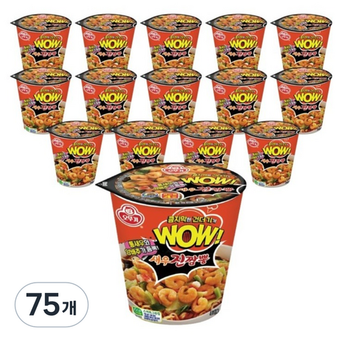 오뚜기 WOW 새우진짬뽕 컵라면 80g, 75개