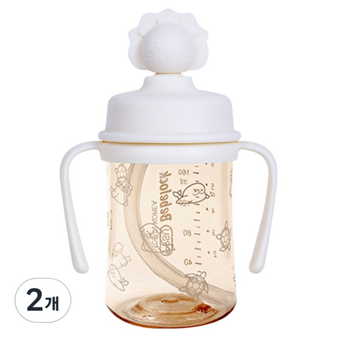 베베락 유아용 PPSU 실리콘 토퍼 빨대컵, 크림, 2개, 210ml