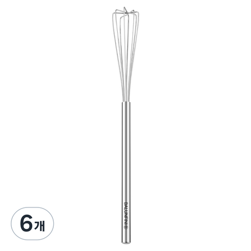 발룬피니 연마제없는 스텐304 미니 거품기 사각 25cm, 실버, 6개