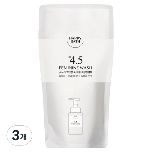 해피바스 pH4.5약산성 쑥 버블 여성청결제 리필, 3개, 300ml
