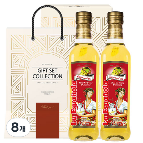 에스파놀라 포도씨유 500ml x 2병 선물세트 + 쇼핑백, 8개