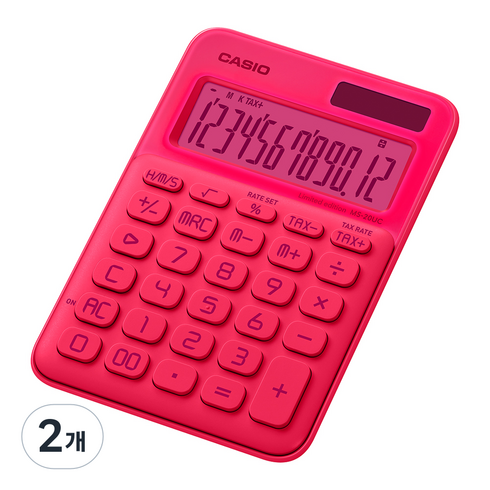 카시오 리미티드에디션 스페셜패키지 계산기 MS-20UC-L, MS-20UC-L-NPK (네온/핑크), 2개