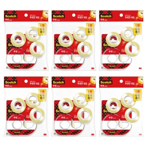 스카치 테이프 디스펜서 581D 18mm x 15mm 1개 + 550리필 18mm x 30mm 3개, 투명, 6세트