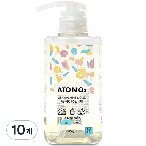 아토앤오투 젖병&주방세제 무향, 480g, 10개