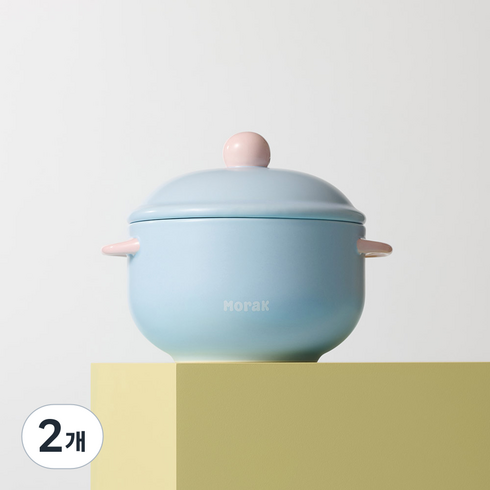 메종오브제 윤도자기 모락 원형 찜기 스카이블루, 2개, 16.5cm
