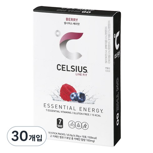 셀시어스 OTG 온더고 비타민 피트니스 에너지드링크 베리, 4.5g, 30개입