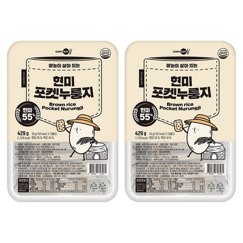 심플잇 현미포켓누룽지, 429g, 2개