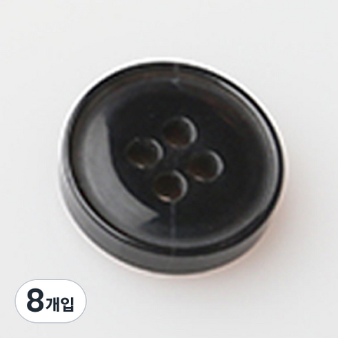 레이블 유광 단추 15mm, 블랙, 8개입