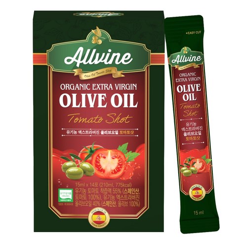 ALLVINE 올리브오일 토마토샷 15ml 14포, 1개, 210ml