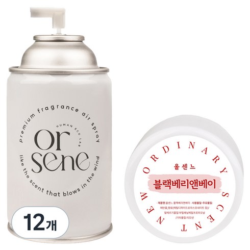 올센느 프리미엄 니치향수 방향제 자동분사기 리필 캔 블랙베리앤베이, 250ml, 12개, 블랙베리앤 베이