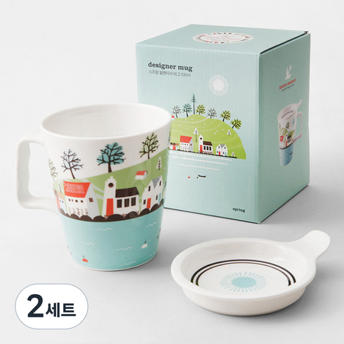 ZEN 산드라아이작슨 봄ISAK 머그뚜껑 + 머그컵 530ml, 혼합 색상, 2세트