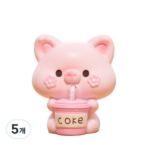 로새 영화관 팝콘 동물 피규어 돼지, 5개