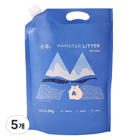 타핏 햄스터 화장실 광석 모래, 5개, 1.8kg