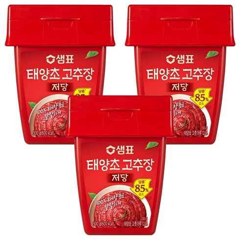 샘표 저당 태양초 고추장, 500g, 3개