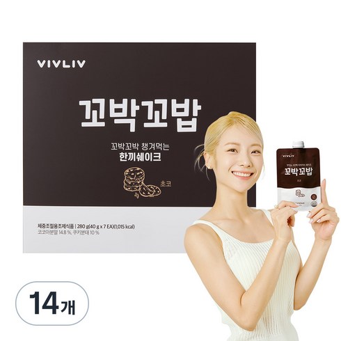 꼬박꼬밥 식사대용 초코 맛 한끼 쉐이크, 40g, 14개