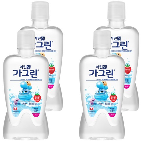 가그린 어린이용 구강세정제 딸기향 이미지 랜덤발송, 380ml, 4개