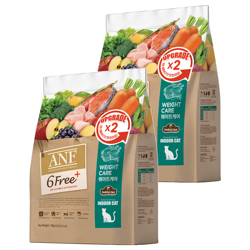 ANF 식스프리플러스 인도어 캣 기능성 사료, 다이어트(체중유지), 1.6kg, 2개