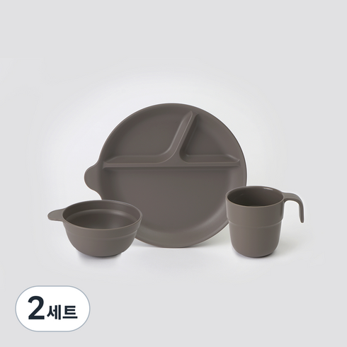 나인웨어 국산 포레 홈 1인 세트, 그레이, 핸디컵 + 스몰볼 + 미디엄 플레이트, 2세트