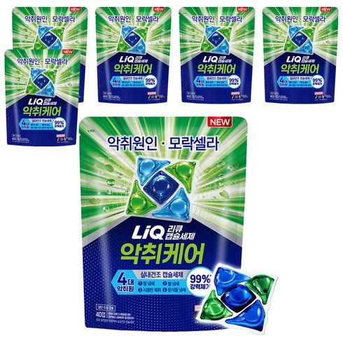 리큐 모락셀라 악취케어 실내건조 캡슐세제, 40개입, 11g, 6개