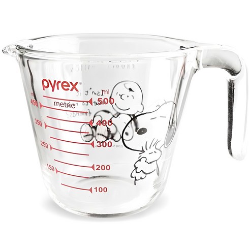 파이렉스 내열유리 스누피 계량컵, 혼합색상, 500ml, 1개