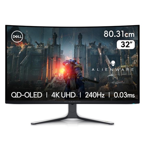델 4K UHD 에일리언웨어 QD OLED 240Hz 0.03ms 커브드 게이밍 모니터, 80.3cm, AW3225QF