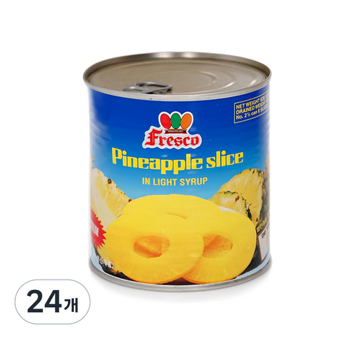 Fresco 파인애플 슬라이스 통조림, 410g, 24개