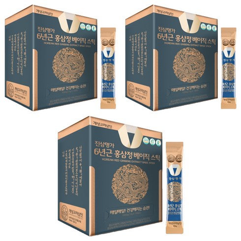 개성고려삼인 진삼명가 6년근 홍삼정 베이직 홍삼 스틱 100p, 1kg, 3개